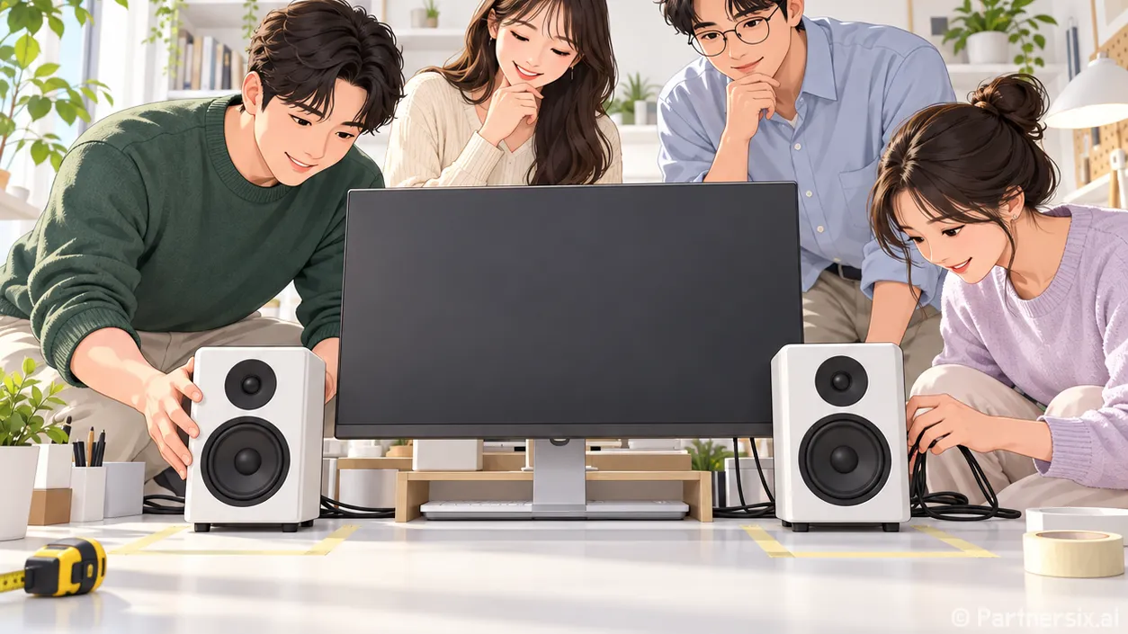 데스크테리어 스피커 자리 잡고 선 정리하는 방법