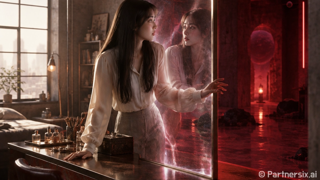 거울로 드나드는 여…