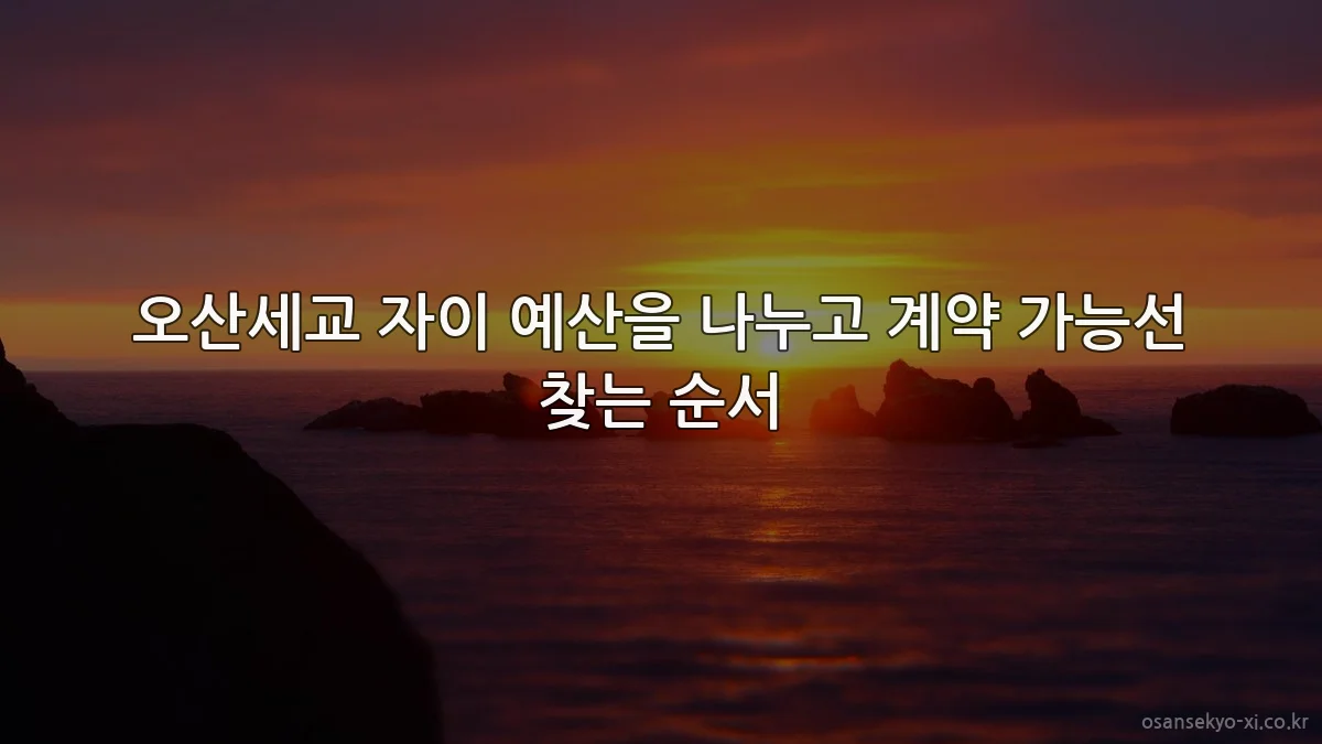 오산세교 자이 예산을 나누고 계약 가능선 찾는 순서