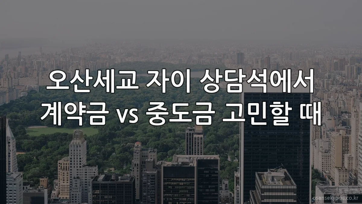 오산세교 자이 상담석에서 계약금 vs 중도금 고민할 때