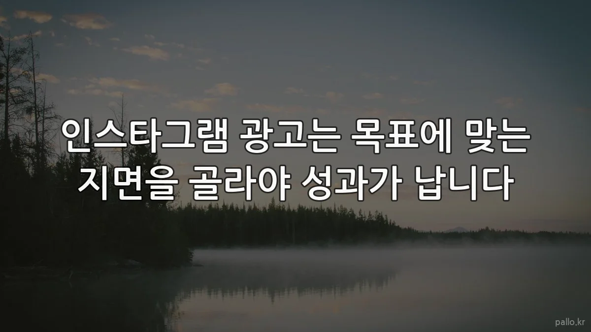 인스타그램 광고는 목표에 맞는 지면을 골라야 성과가 납니다