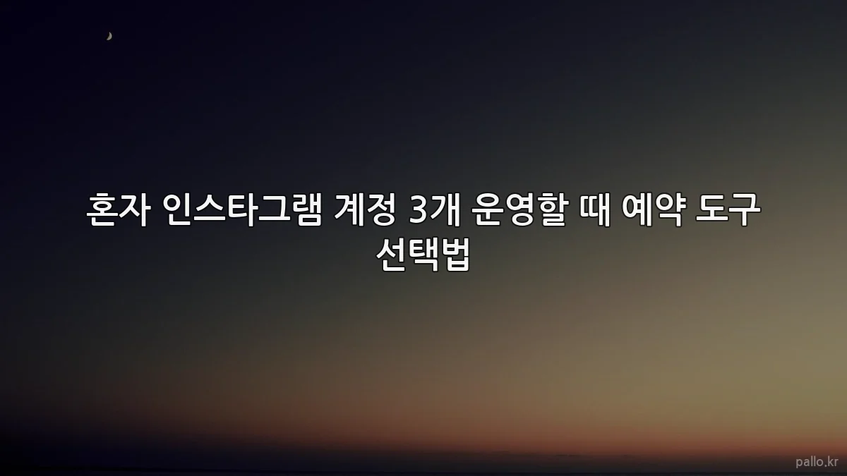 혼자 인스타그램 계정 3개 운영할 때 예약 도구 선택법