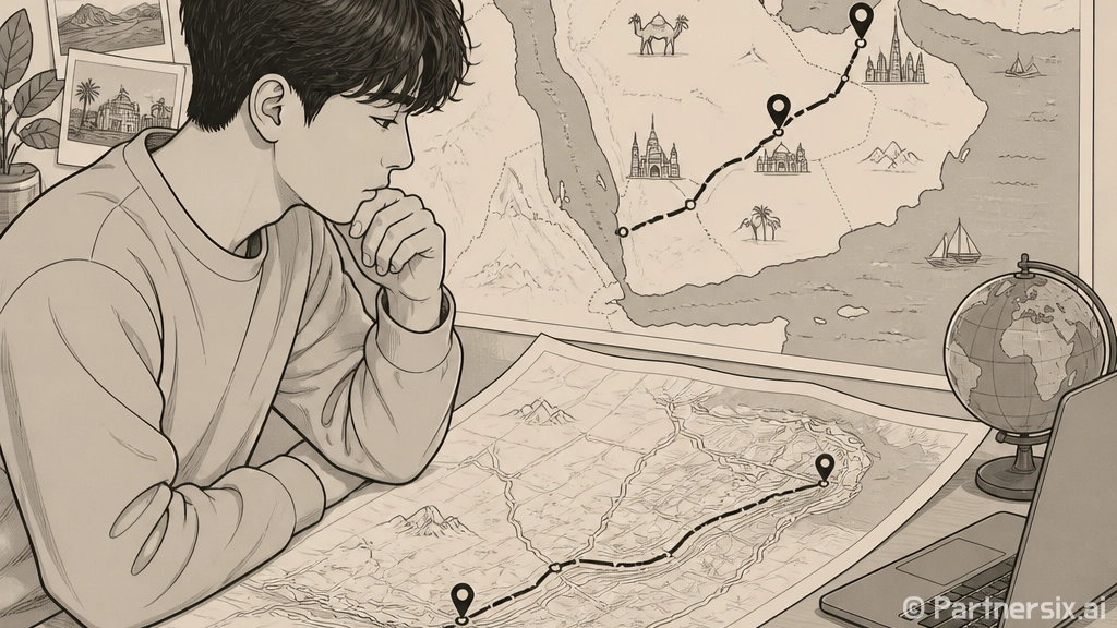 중동지도 보며 렌터…
