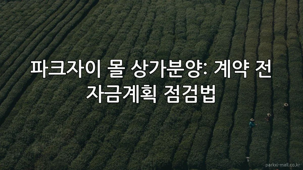 파크자이 몰 상가분양: 계약 전 자금계획 점검법