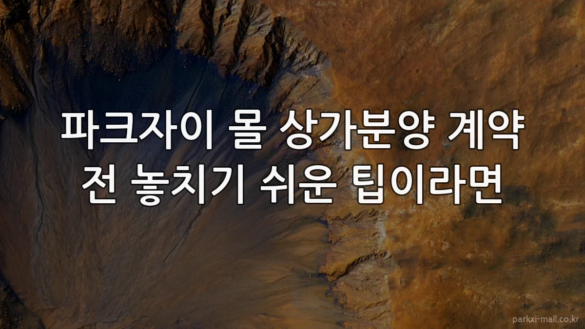 파크자이 몰 상가분양 계약 전 놓치기 쉬운 팁이라면
