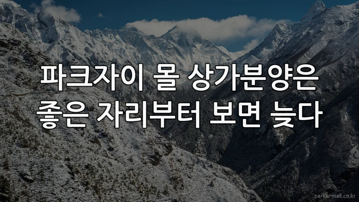 파크자이 몰 상가분양은 좋은 자리부터 보면 늦다