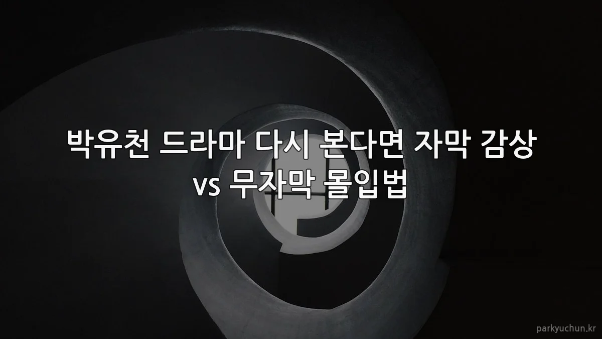 박유천 드라마 다시 본다면 자막 감상 vs 무자막 몰입법