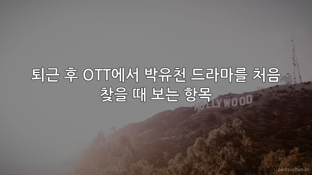 퇴근 후 OTT에서 박유천 드라마를 처음 찾을 때 보는 항목