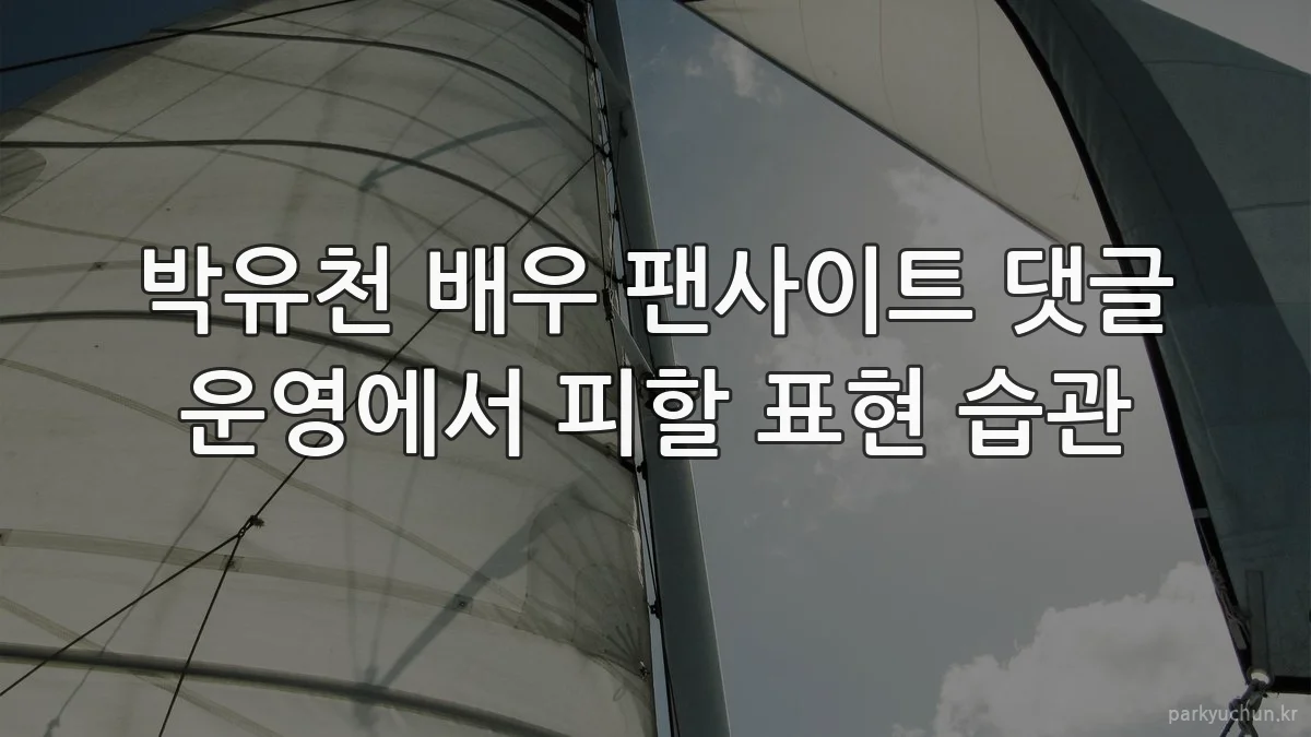 박유천 배우 팬사이트 댓글 운영에서 피할 표현 습관