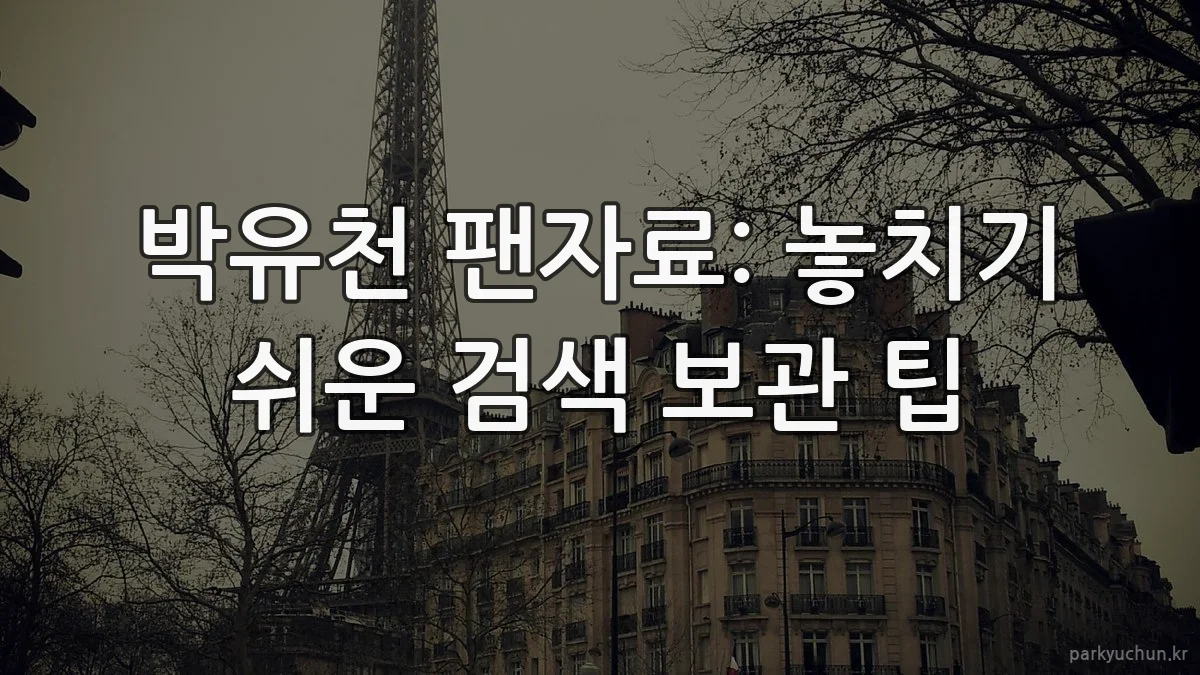 박유천 팬자료: 놓치기 쉬운 검색 보관 팁