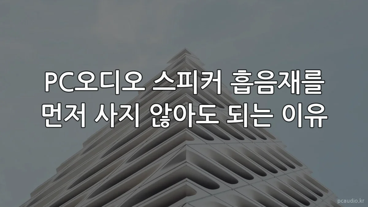 PC오디오 스피커 흡음재를 먼저 사지 않아도 되는 이유