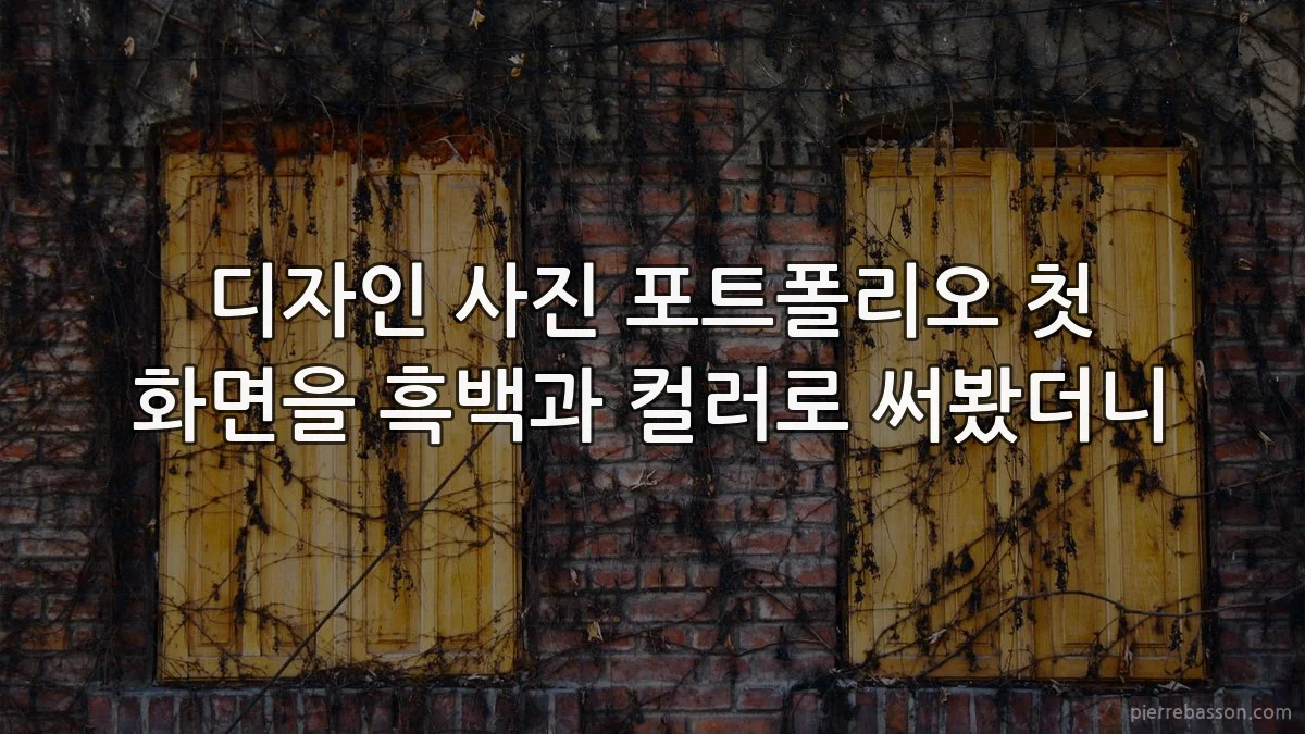 디자인 사진 포트폴리오 첫 화면을 흑백과 컬러로 써봤더니