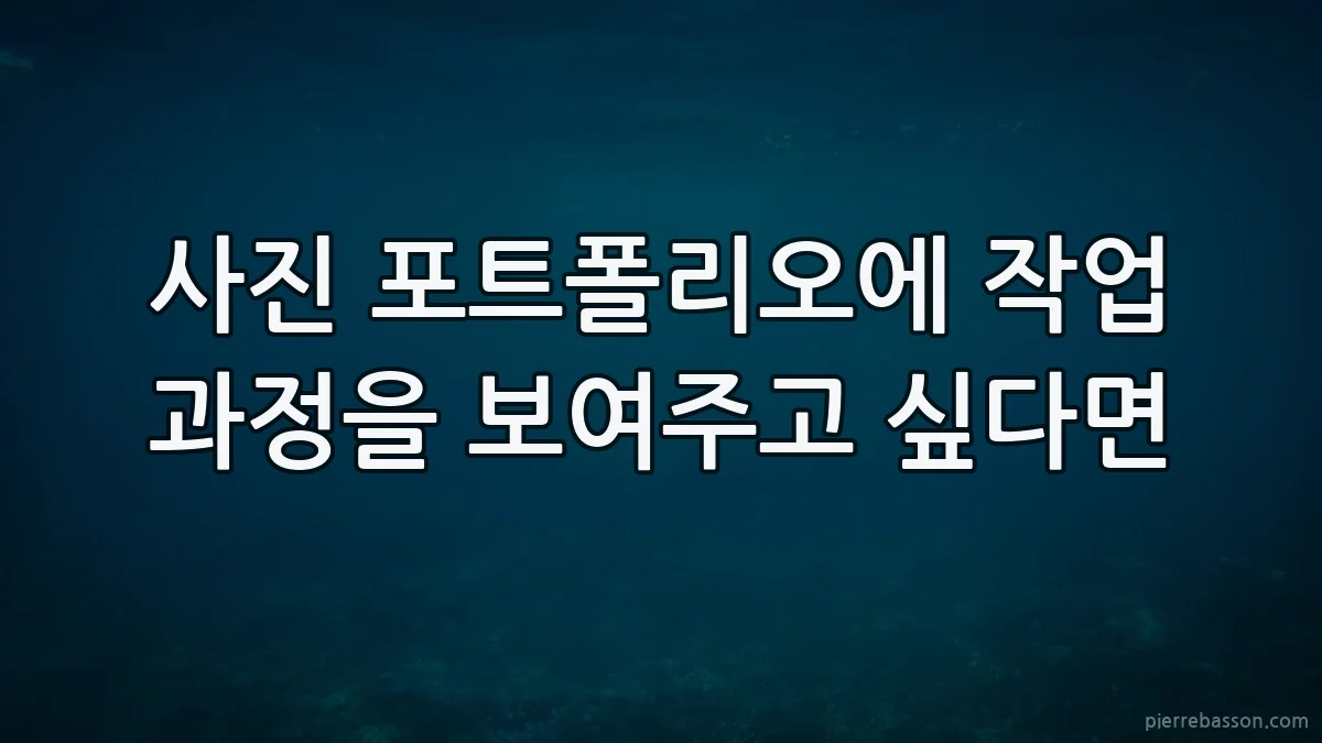 사진 포트폴리오에 작업 과정을 보여주고 싶다면