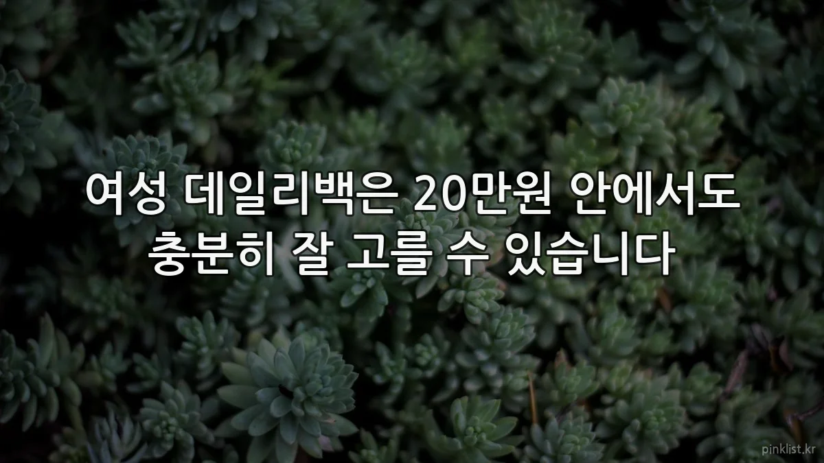 여성 데일리백은 20만원 안에서도 충분히 잘 고를 수 있습니다