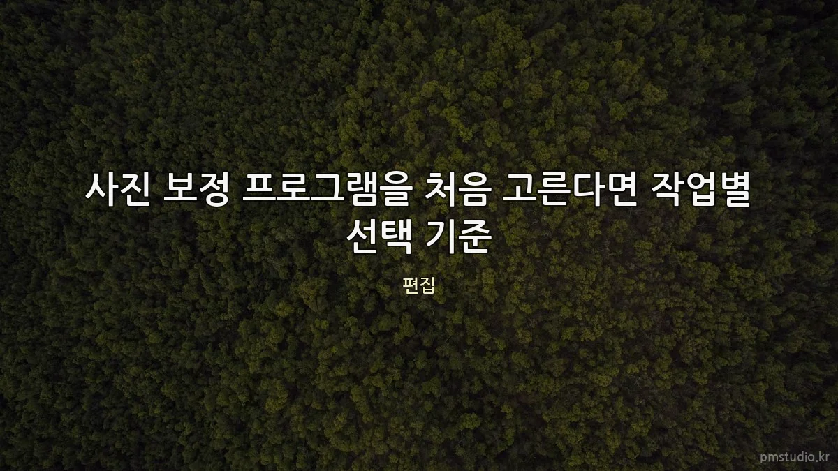 사진 보정 프로그램을 처음 고른다면 작업별 선택 기준