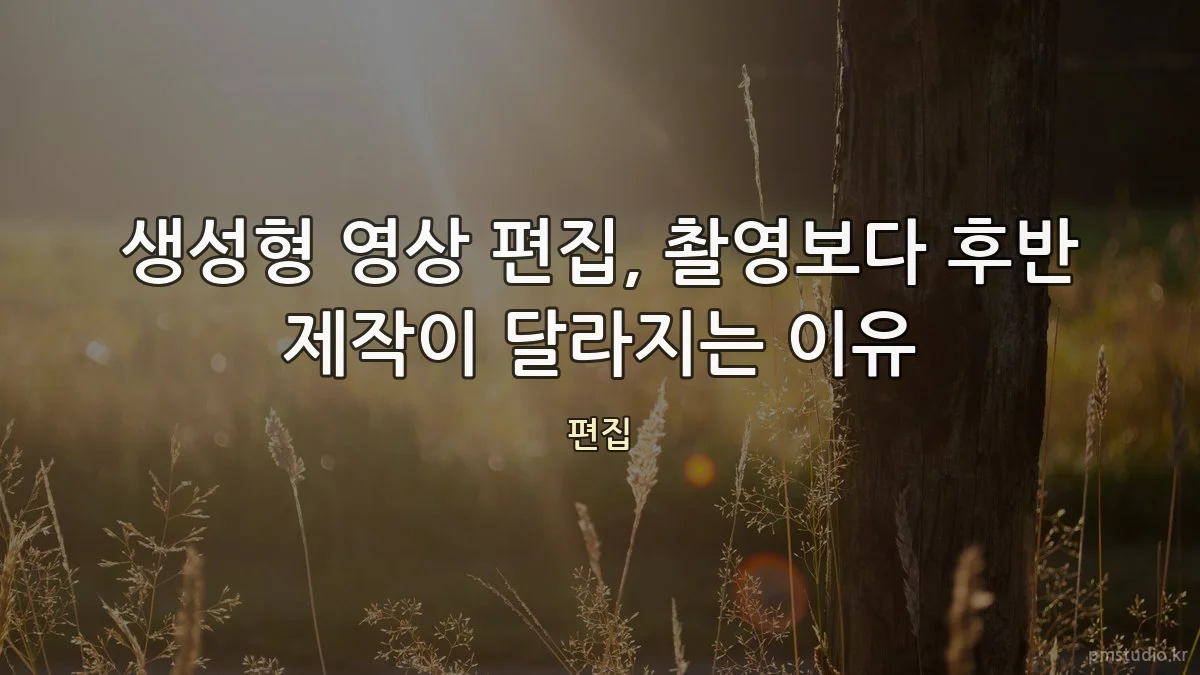 생성형 영상 편집, 촬영보다 후반 제작이 달라지는 이유