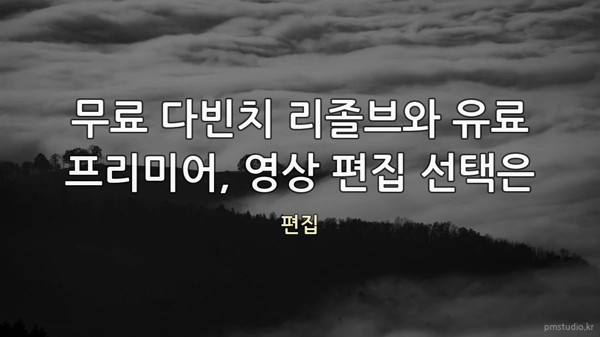무료 다빈치 리졸브와 유료 프리미어, 영상 편집 선택은