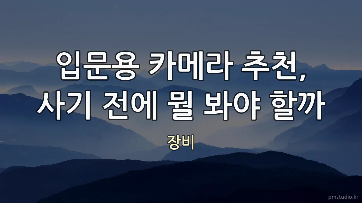 입문용 카메라 추천, 사기 전에 뭘 봐야 할까