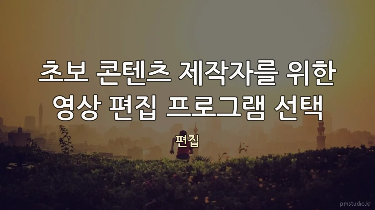 초보 콘텐츠 제작자를 위한 영상 편집 프로그램 선택