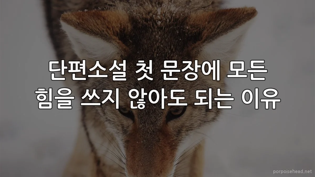 단편소설 첫 문장에 모든 힘을 쓰지 않아도 되는 이유