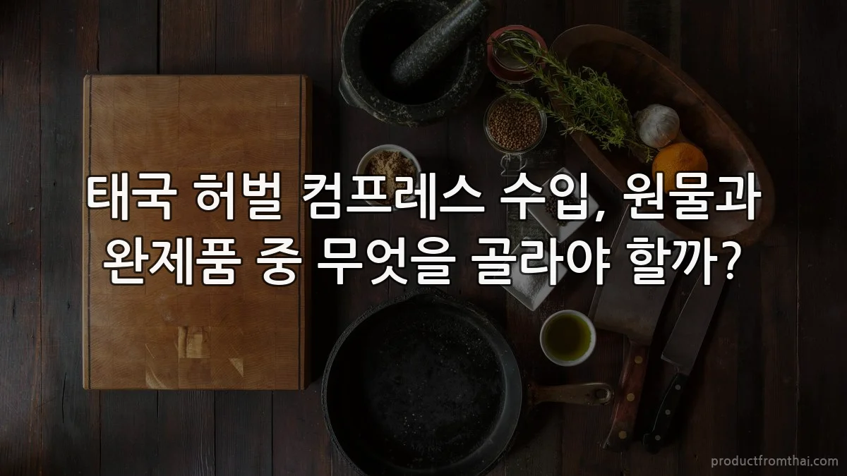 태국 허벌 컴프레스 수입, 원물과 완제품 중 무엇을 골라야 할까?