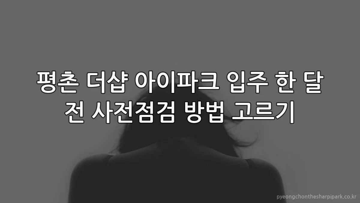 평촌 더샵 아이파크 입주 한 달 전 사전점검 방법 고르기