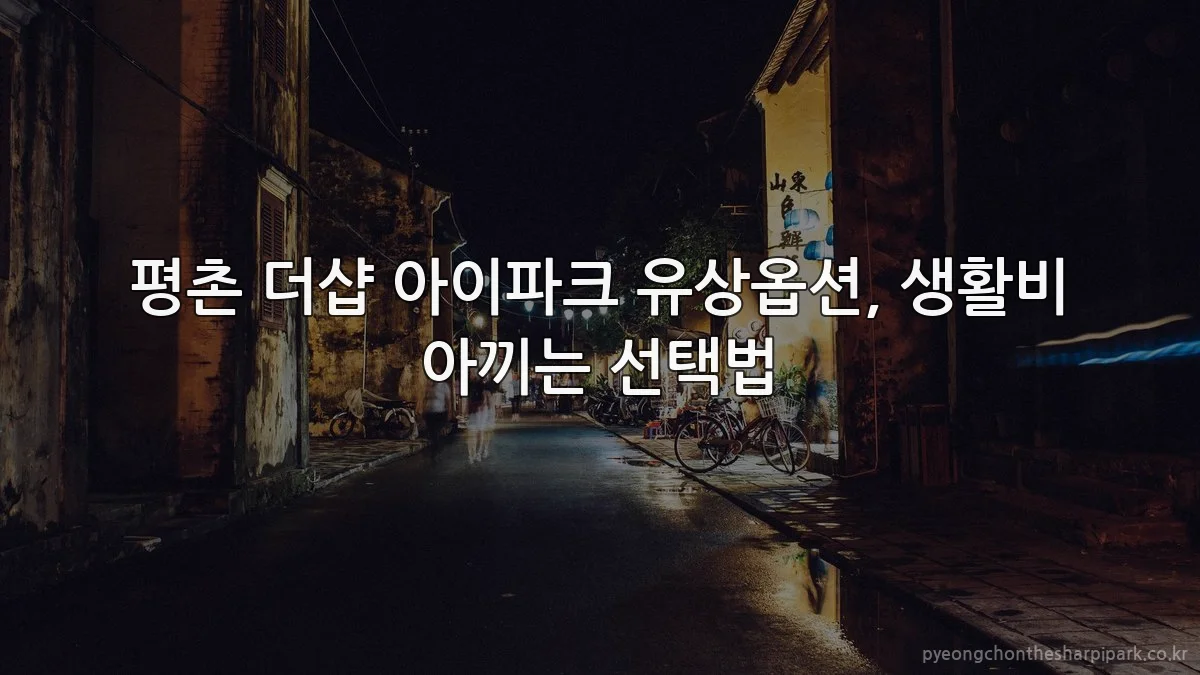 평촌 더샵 아이파크 유상옵션, 생활비 아끼는 선택법