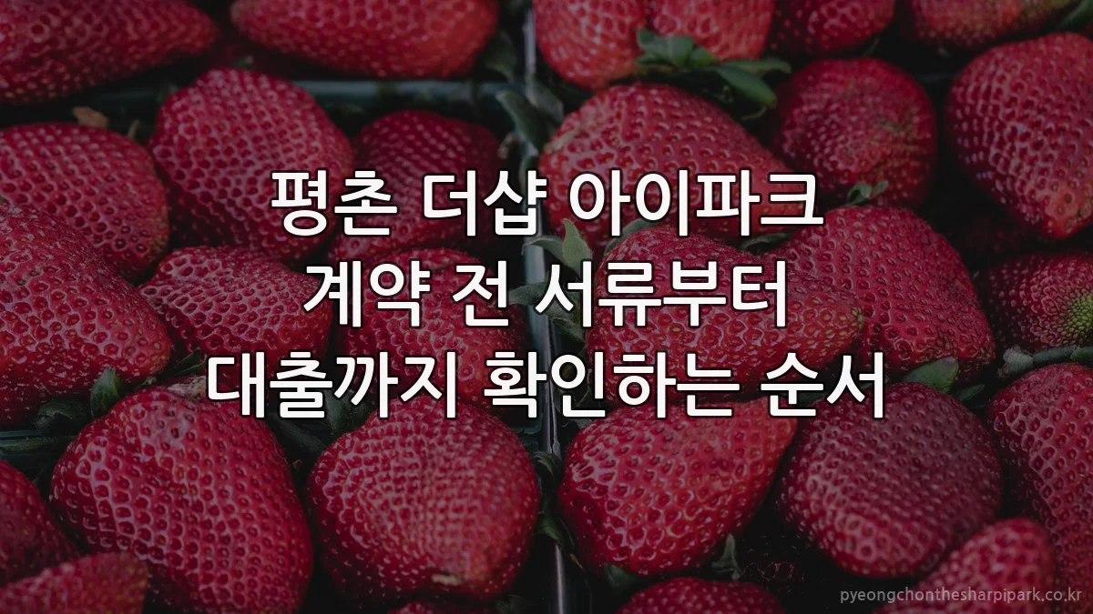 평촌 더샵 아이파크 계약 전 서류부터 대출까지 확인하는 순서