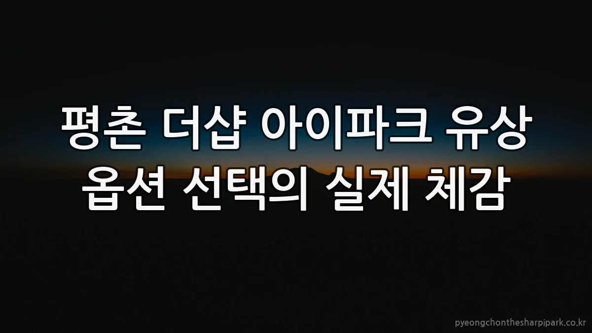 평촌 더샵 아이파크 유상 옵션 선택의 실제 체감