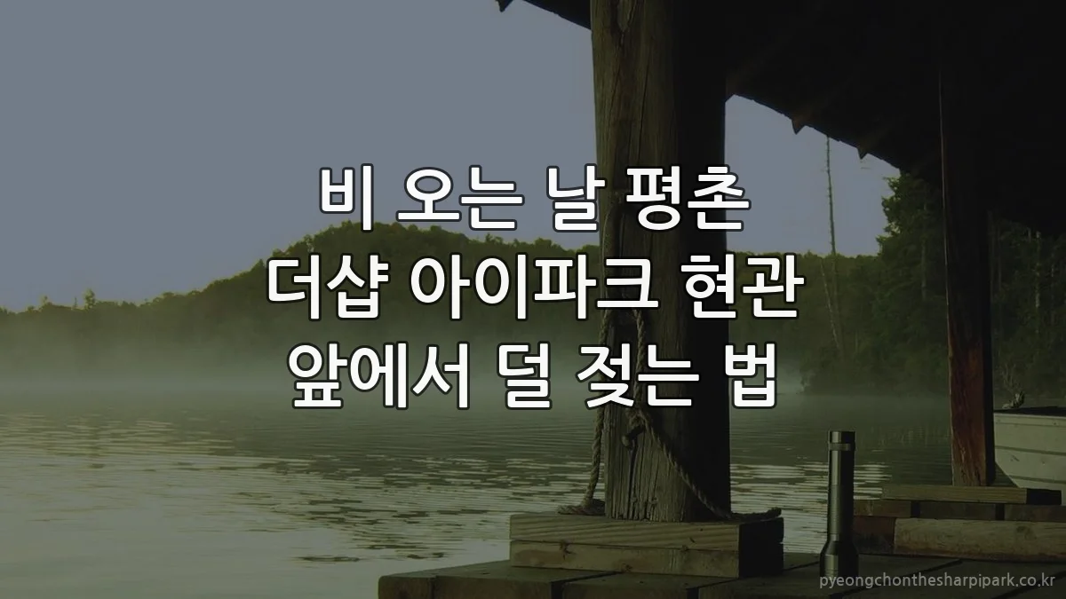 비 오는 날 평촌 더샵 아이파크 현관 앞에서 덜 젖는 법