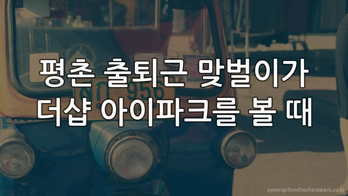 평촌 출퇴근 맞벌이가 더샵 아이파크를 볼 때