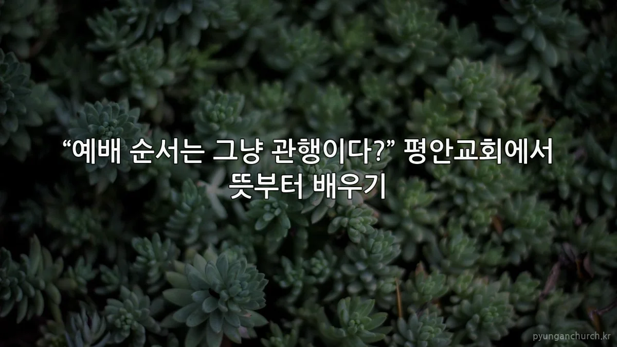 “예배 순서는 그냥 관행이다?” 평안교회에서 뜻부터 배우기
