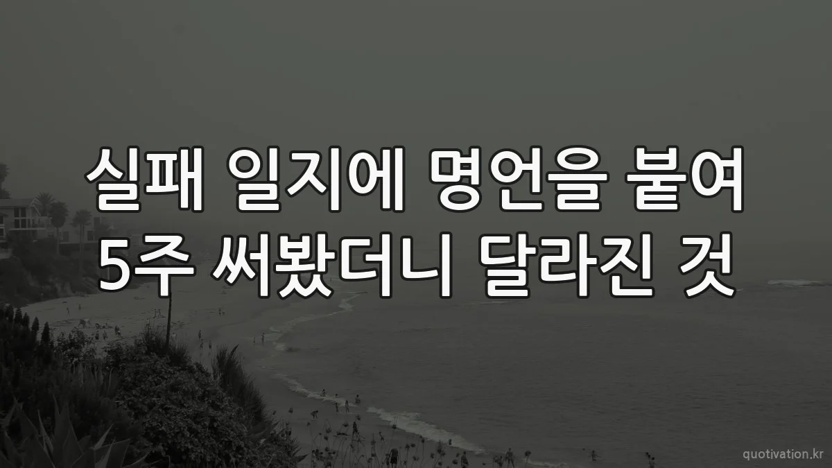 실패 일지에 명언을 붙여 5주 써봤더니 달라진 것