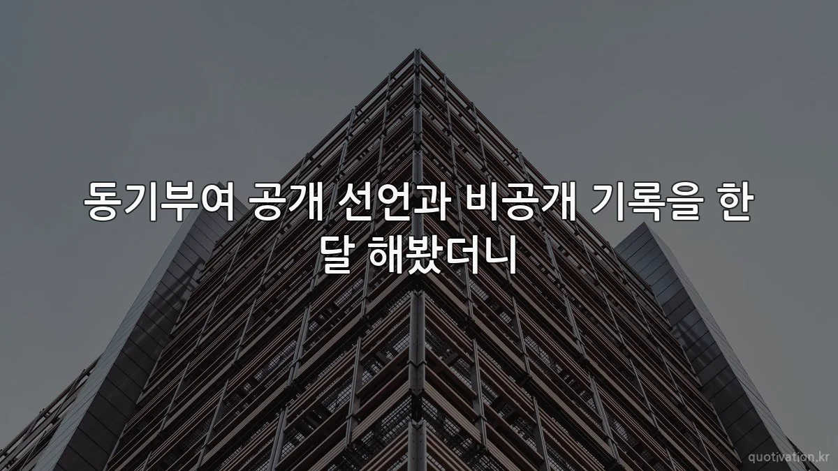 동기부여 공개 선언과 비공개 기록을 한 달 해봤더니