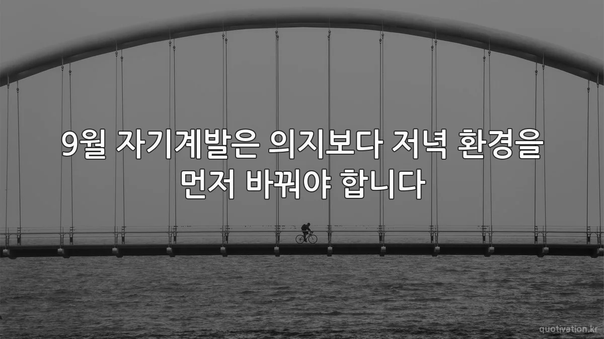 9월 자기계발은 의지보다 저녁 환경을 먼저 바꿔야 합니다