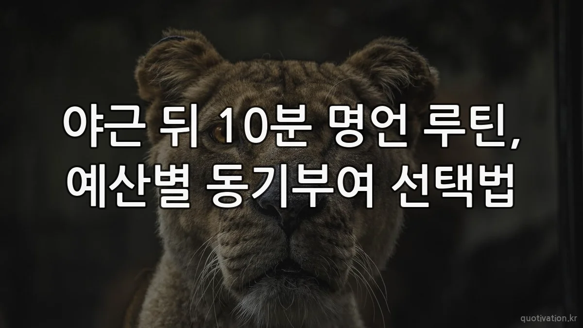 야근 뒤 10분 명언 루틴, 예산별 동기부여 선택법