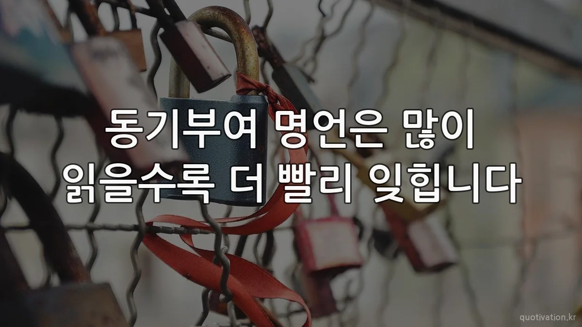 동기부여 명언은 많이 읽을수록 더 빨리 잊힙니다