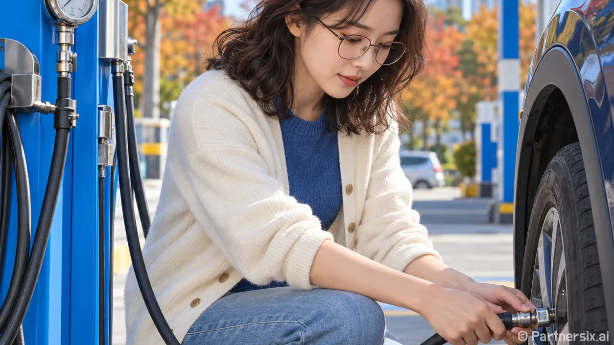 타이어 공기압 넣는곳 찾고 직접 채우는 방법