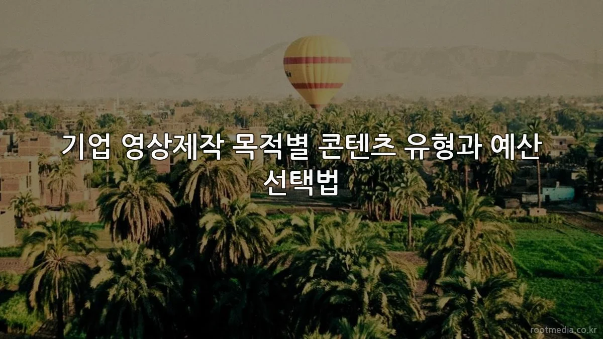 기업 영상제작 목적별 콘텐츠 유형과 예산 선택법