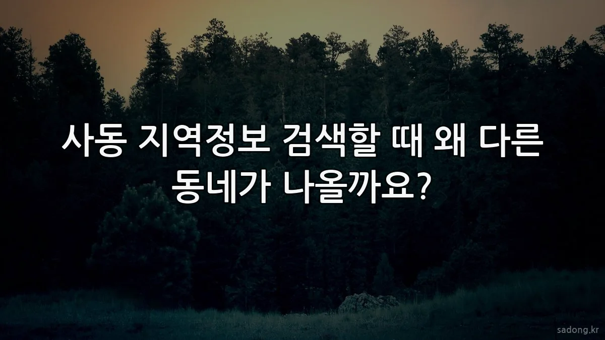 사동 지역정보 검색할 때 왜 다른 동네가 나올까요?