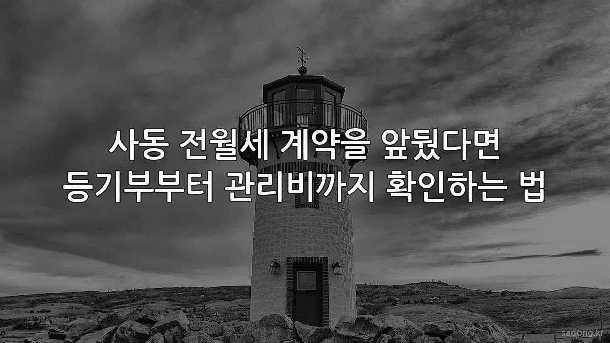 사동 전월세 계약을 앞뒀다면 등기부부터 관리비까지 확인하는 법