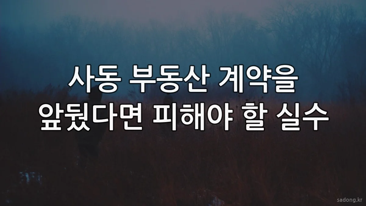 사동 부동산 계약을 앞뒀다면 피해야 할 실수