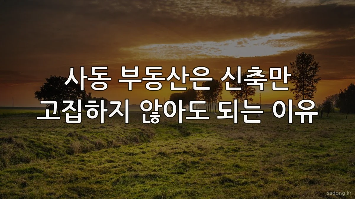 사동 부동산은 신축만 고집하지 않아도 되는 이유