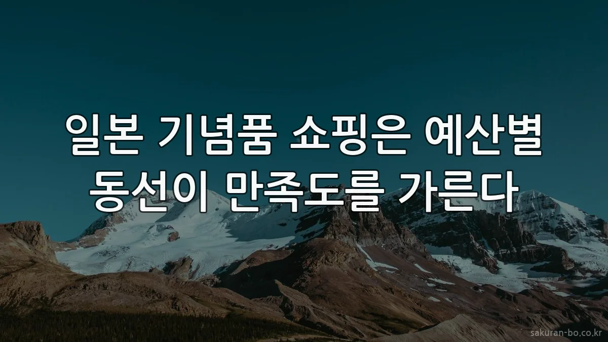 일본 기념품 쇼핑은 예산별 동선이 만족도를 가른다