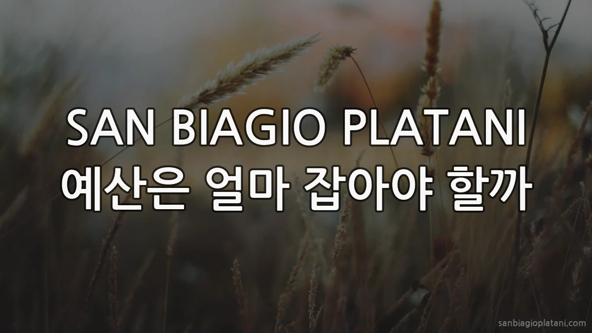 SAN BIAGIO PLATANI 예산은 얼마 잡아야 할까