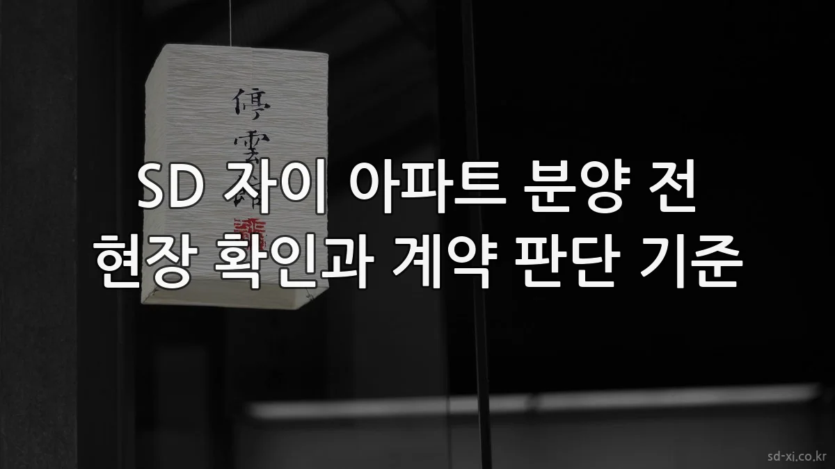 SD 자이 아파트 분양 전 현장 확인과 계약 판단 기준