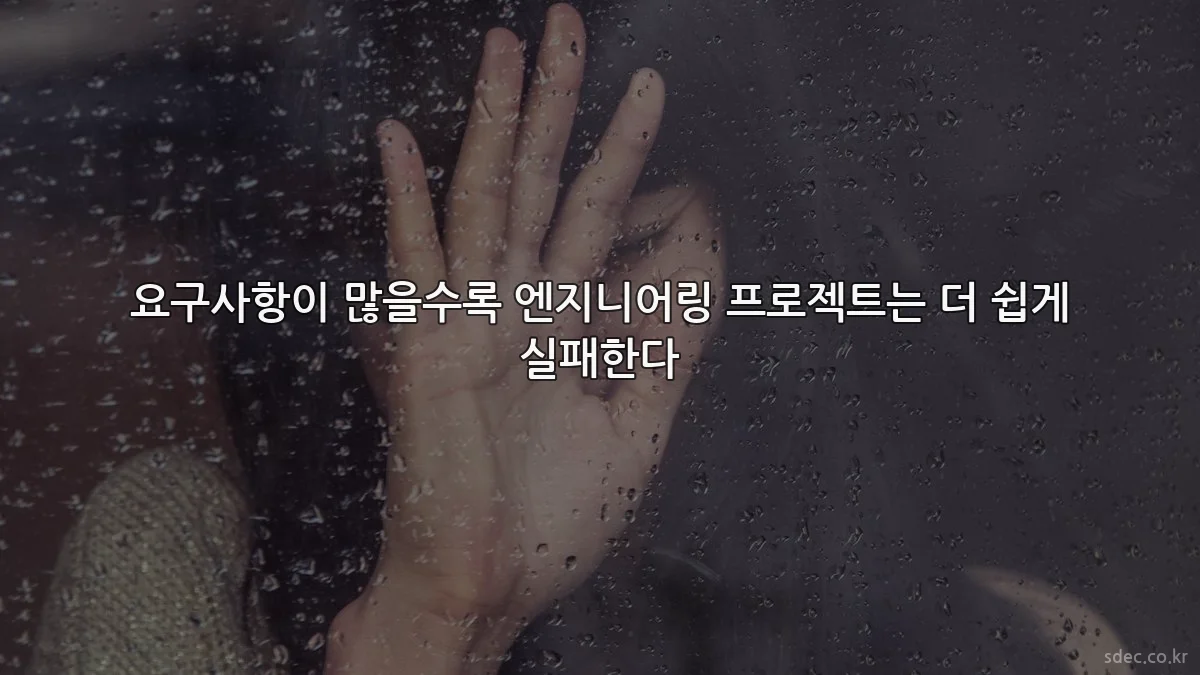 요구사항이 많을수록 엔지니어링 프로젝트는 더 쉽게 실패한다