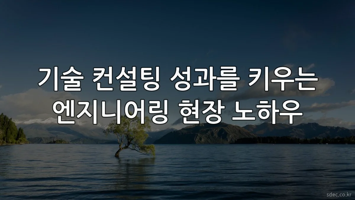 기술 컨설팅 성과를 키우는 엔지니어링 현장 노하우