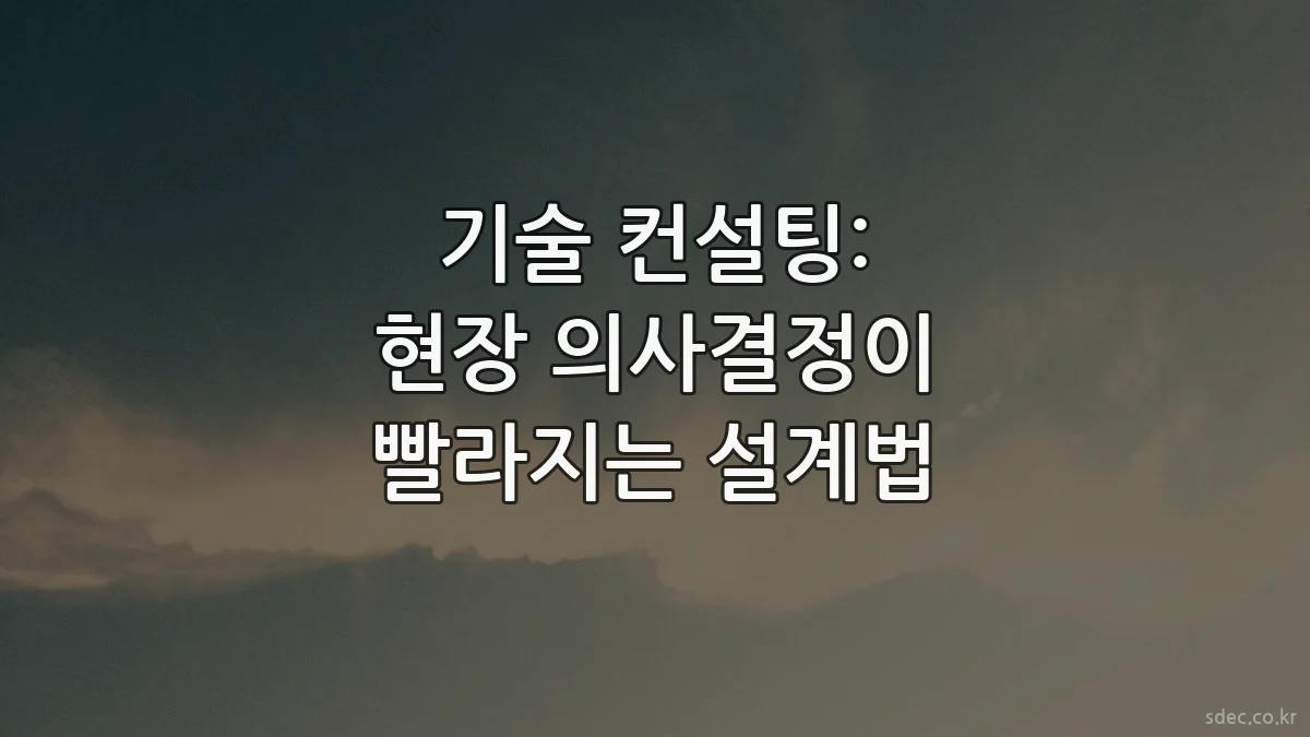 기술 컨설팅: 현장 의사결정이 빨라지는 설계법