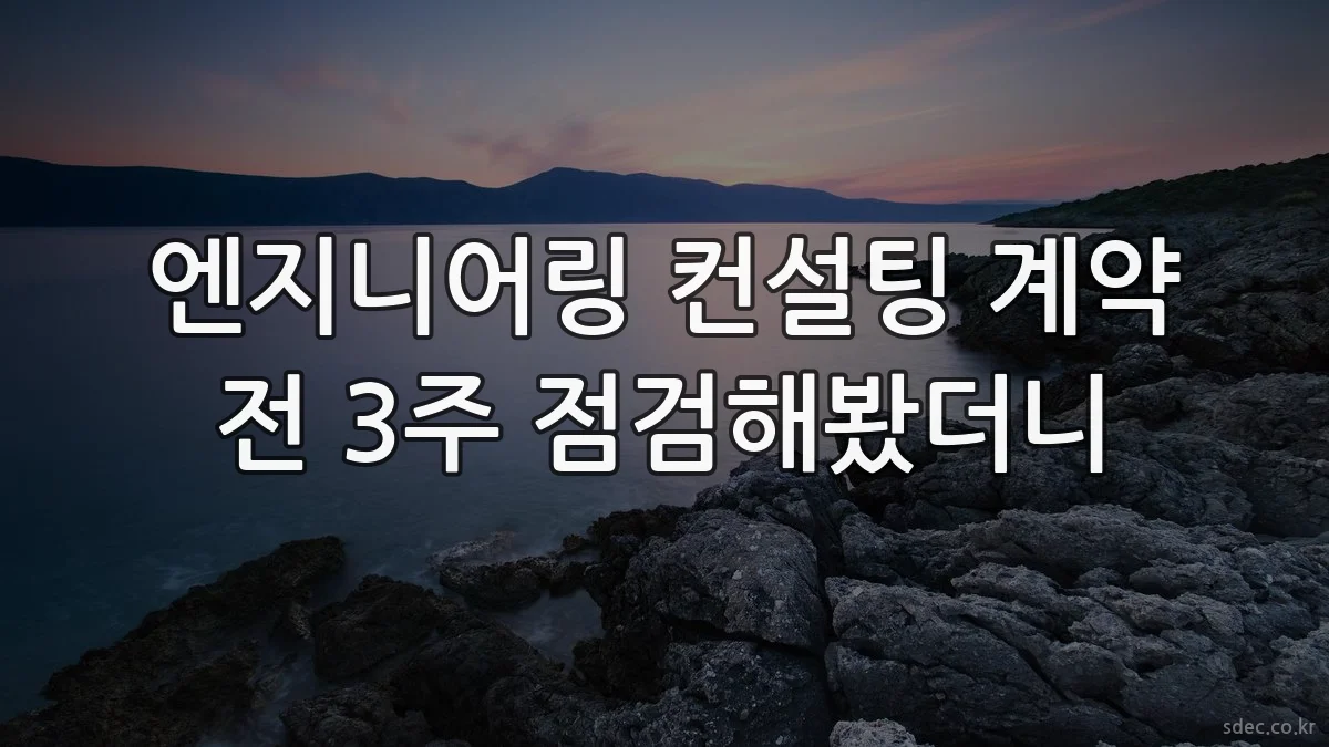 엔지니어링 컨설팅 계약 전 3주 점검해봤더니